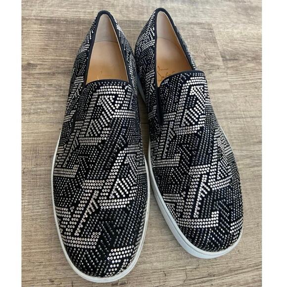 Christian Louboutin Rollerboat Studded Strass Pik Boat Shoes Size 40.5 7.5